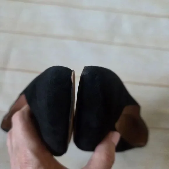 J. Crew Suede Leather Kitten Heels Pointy Toe Slide Women Shoes Size 6 1/2 Black - Picture 13 of 13